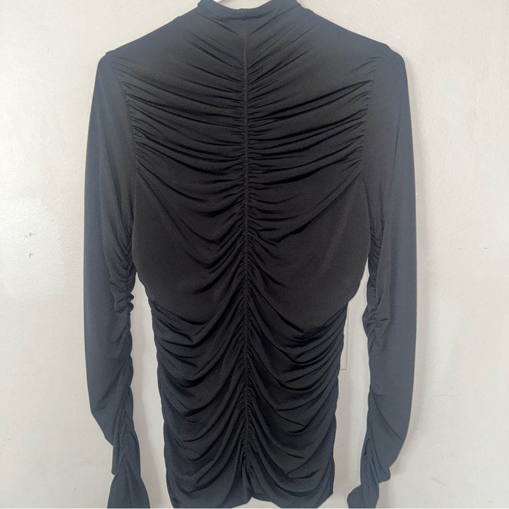 Boston Proper Black Ruched Long Sleeve Blouse